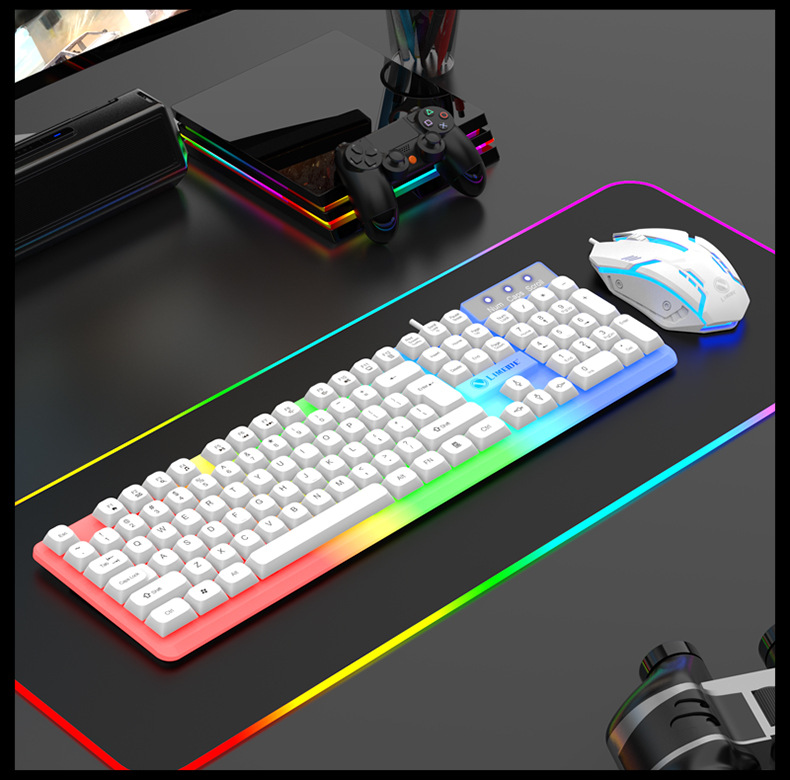 Gtx350 wired illuminated keyboard and mouse set Russian Arabic illuminated mechanical touch gaming computer
