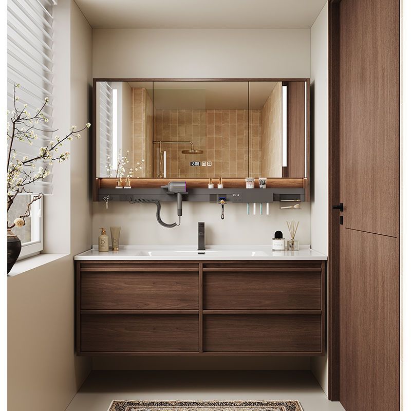 Ancient style ceramic integrated basin in bathroom cabinet, intelligent mirror cabinet, washbasin, wash basin cabinet combination
