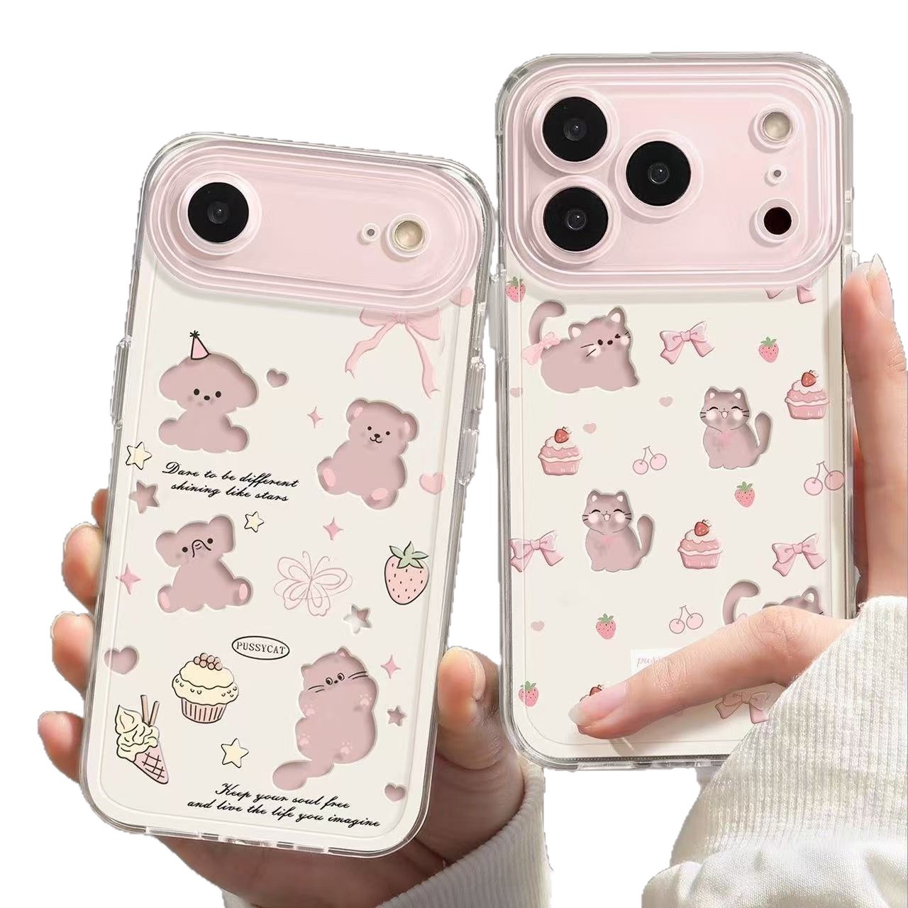 Cat and Dog Suitable Apple 17 Promax Phone Case Anti Drop iPhone 16 Transparent 15 European and American 14 All Inclusive 13