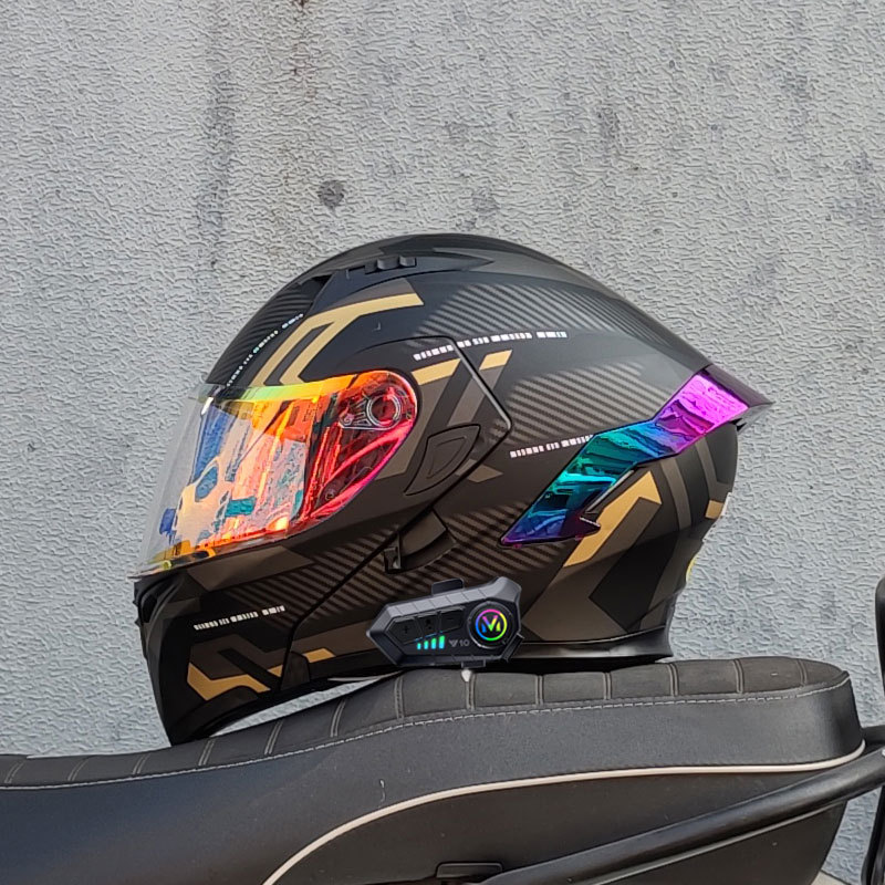 Orz Motorcycle Helmet для отправки Bluetooth мужские и женские открытые шлемы фэнтези -цветовое зеркало Зимнее двойное двойное, полное, четверо, Новый Национальный Стандарт 3C