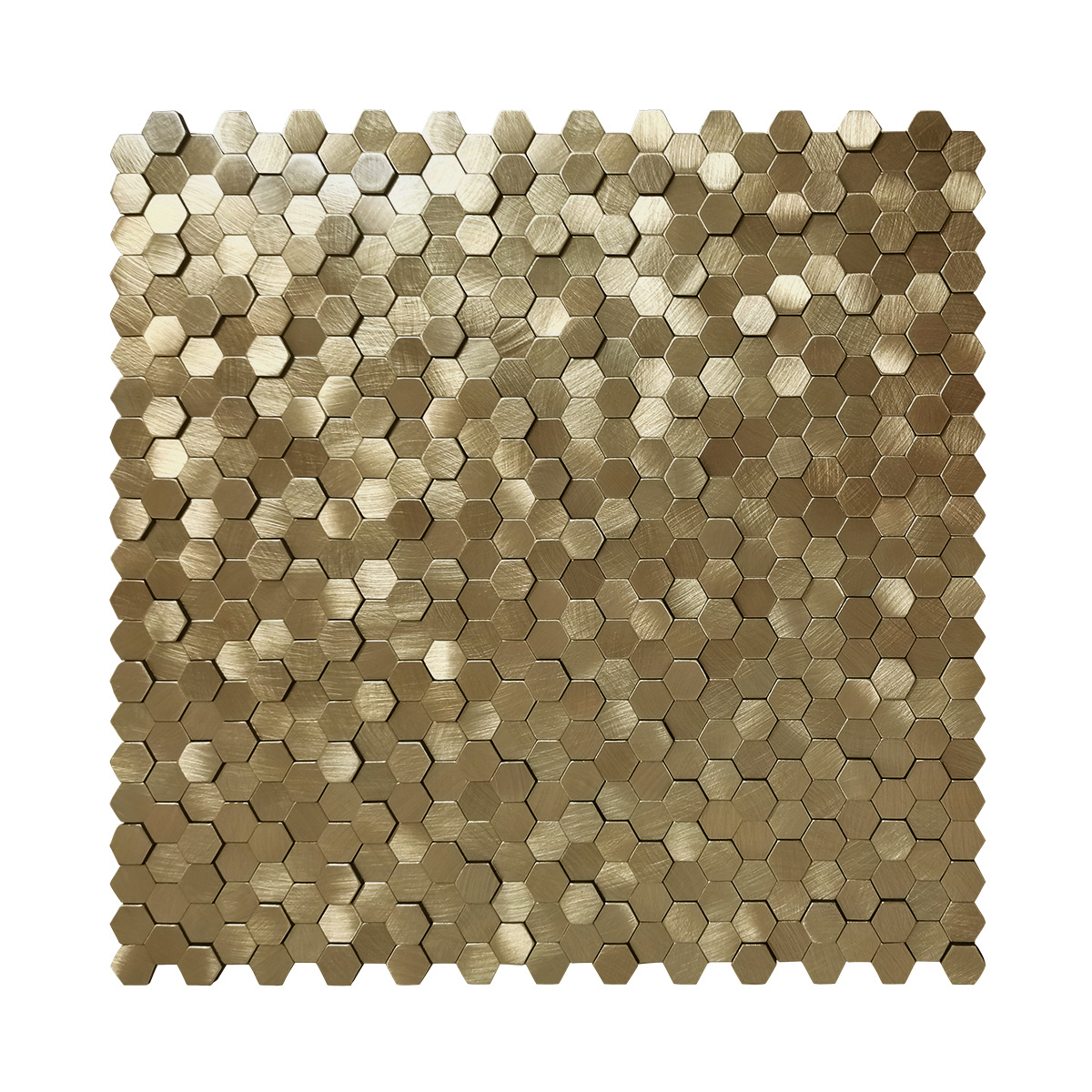 High and low hexagonal metal mosaic wall stickers, stainless steel background wall, small particle ceramic tiles, self-adhesive bathroom and kitchen