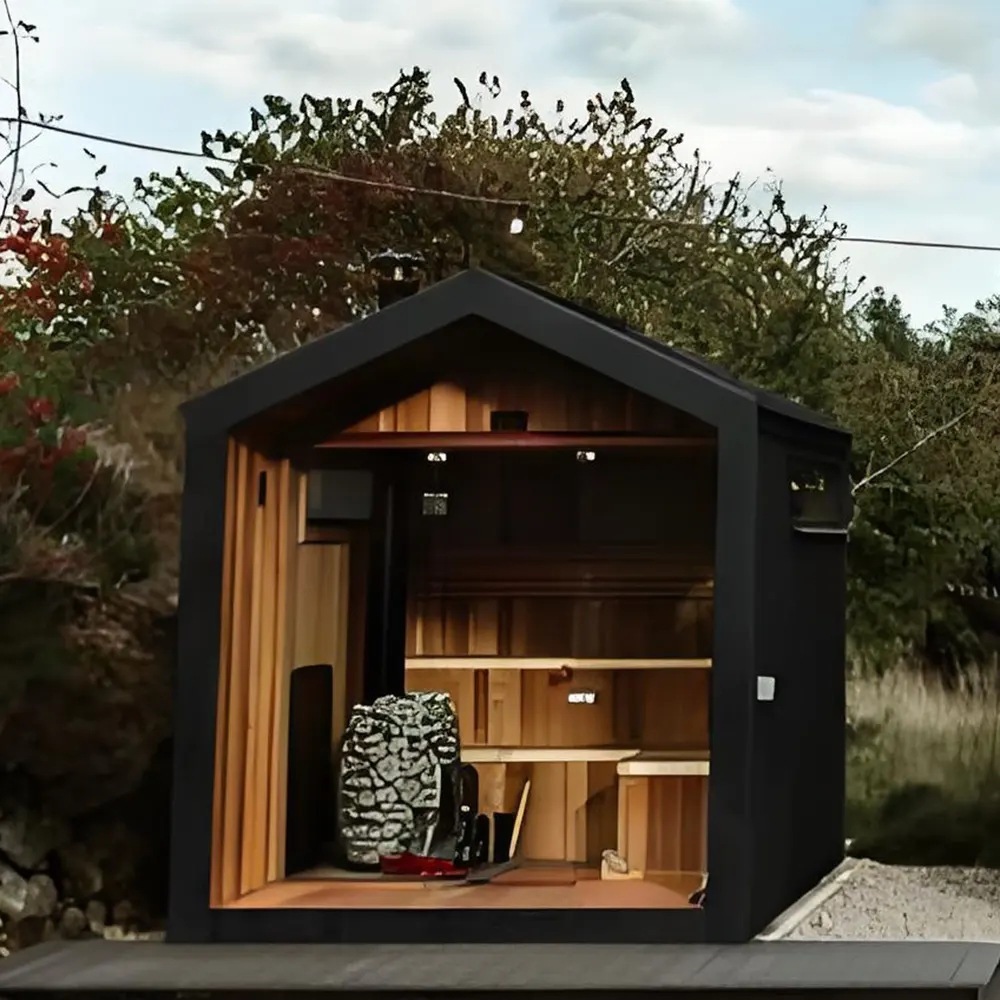 Factory hot selling luxury outdoor sauna room cedar/hemlock wood steam sauna garden cottage