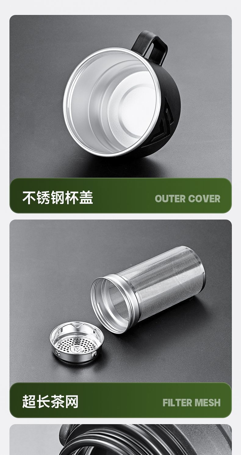 Extra large capacity 316 stainless steel insulated kettle, outdoor portable sports tea cup, extra large car travel kettle