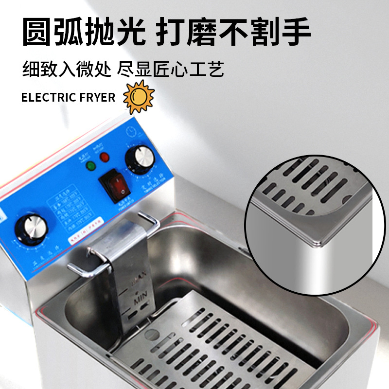 Tuoqi Commercial Desktop Electric Fryer Thickened Stainless Steel Double Cylinder Electric Heating Fryer Large Capacity French Fryer