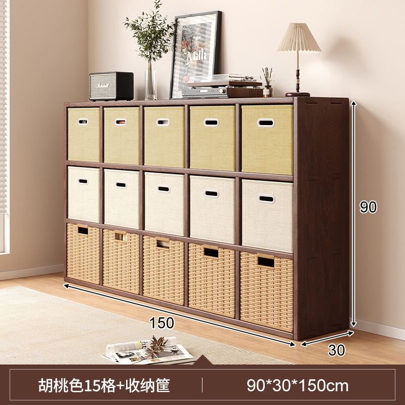 Solid wood bookshelf, floor to ceiling, household bedroom, bedside table, bookshelf, integrated sandwich, bedside storage cabinet, living room cabinet
