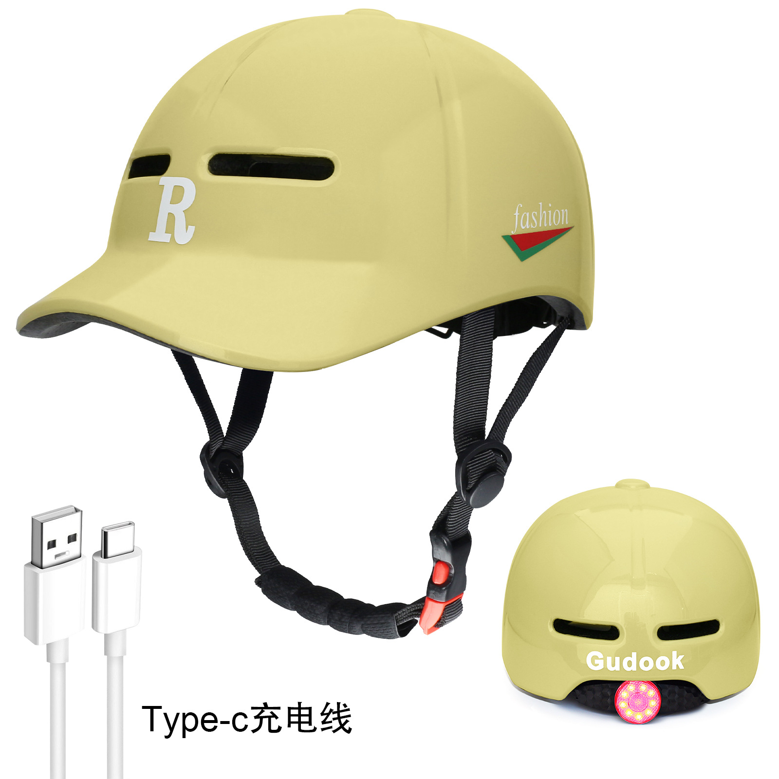 One piece molded duckbill cap, bicycle riding, commuting, all season electric bike, helmet, skateboard, roller skating, baseball