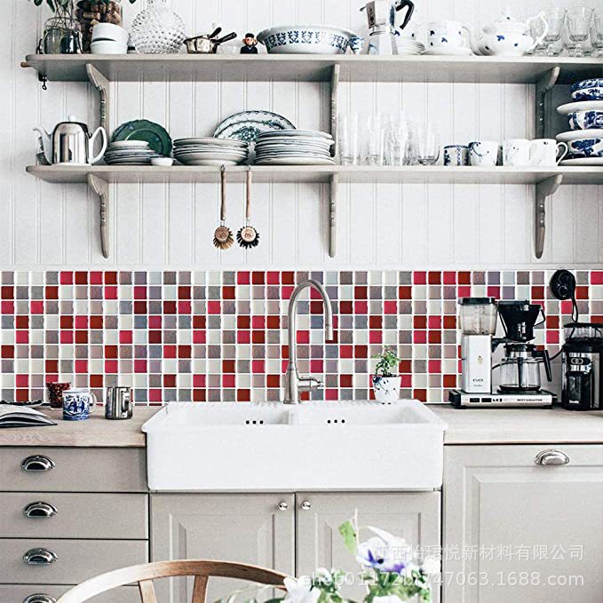 3D ceramic tile crystal wall sticker self-adhesive DIY mosaic home decoration kitchen oil proof bathroom waterproof three-dimensional