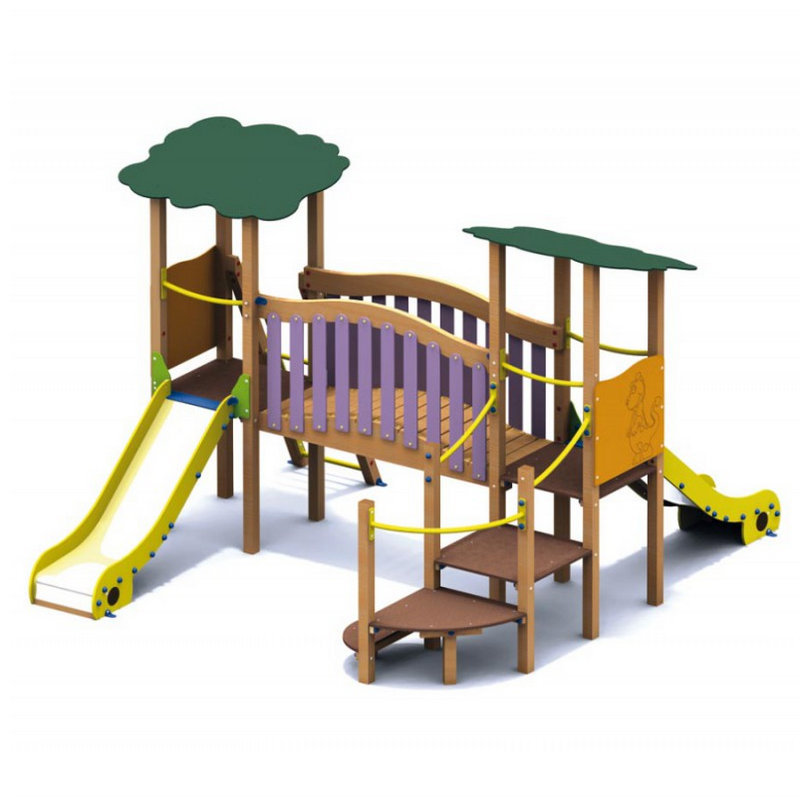 Outdoor African Yellow Pear Wood Multi functional Sensory Integration Physical Fitness Children's Toys Slide Swing Climbing Home Cabin