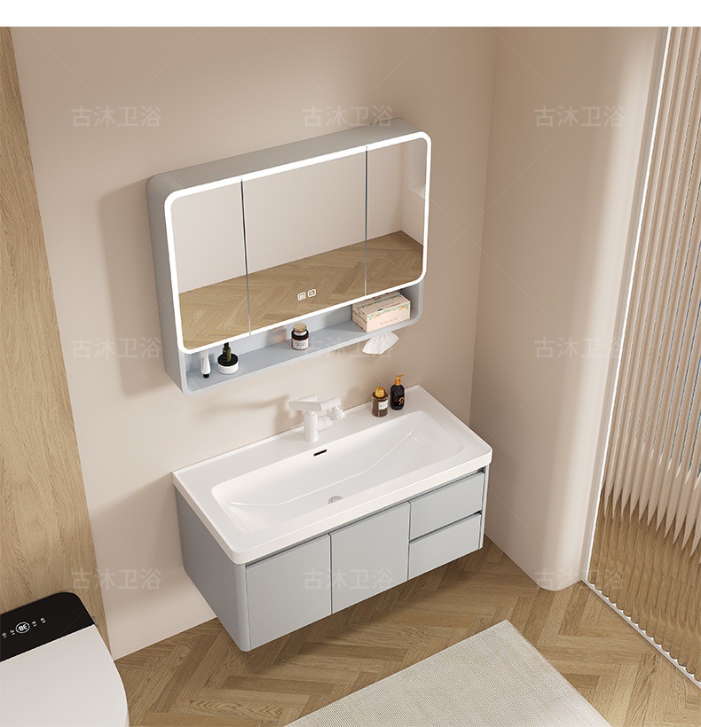 Honeycomb aluminum bathroom cabinet deepened 18cm ceramic integrated basin bathroom waterproof washing and hand washing integrated basin combination