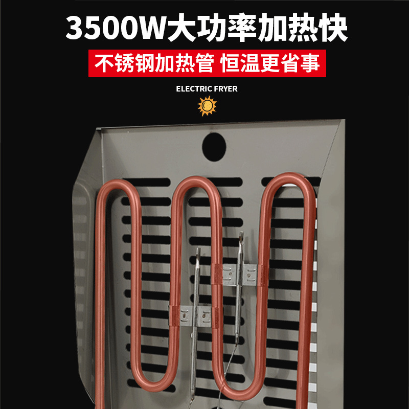 Tuoqi Commercial Desktop Electric Fryer Thickened Stainless Steel Double Cylinder Electric Heating Fryer Large Capacity French Fryer