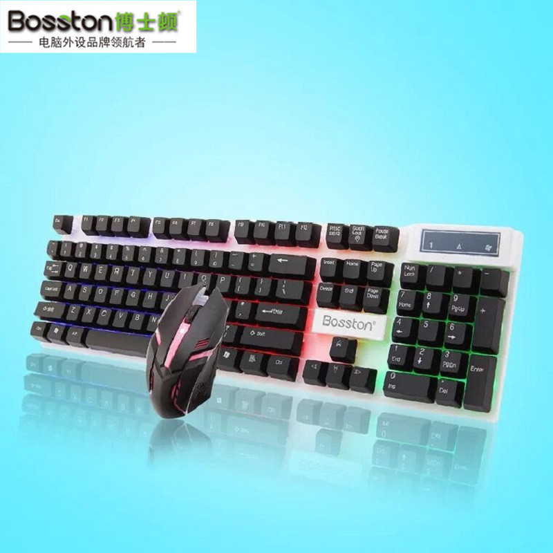 Docton Suspended Rainbow Backlight Computer USB Wired Keyboard and Mouse Set DIY Installation and Configuration