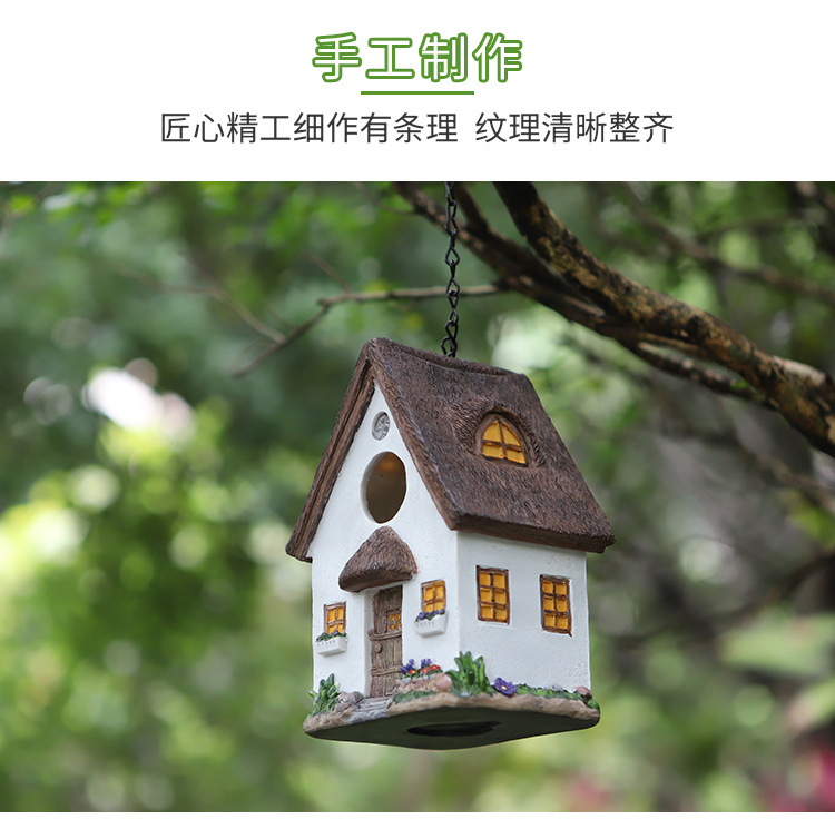 Resin bird nest, bird house, bird house, outdoor hanging courtyard garden decoration, bird feeder ornaments, resin handicrafts