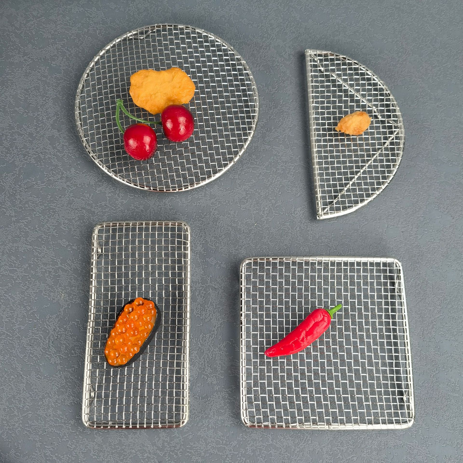 Трансграничная японская кухня, решетка для жареной пищи в темпуре, полукруглая круглая решетка из нержавеющей стали 304, сетка для слива жареной пищи, барбекю