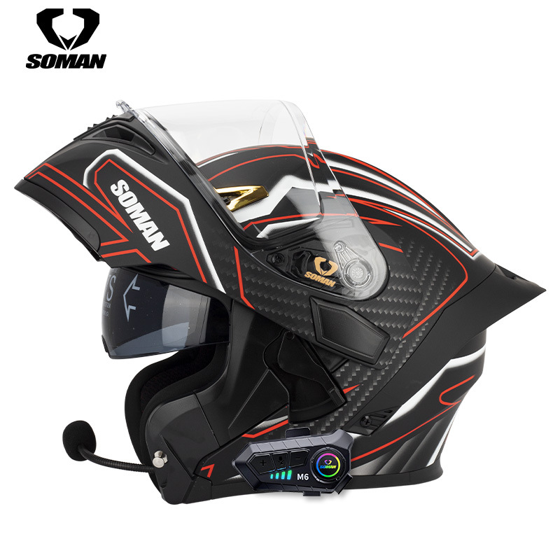 Soman Motorcycle Bluetooth-шлем Мужчины и женщины двойной линзы открылись шлемы высокой четкости Bluetooth Sm955-S Bluetooth-шлем Bluetooth