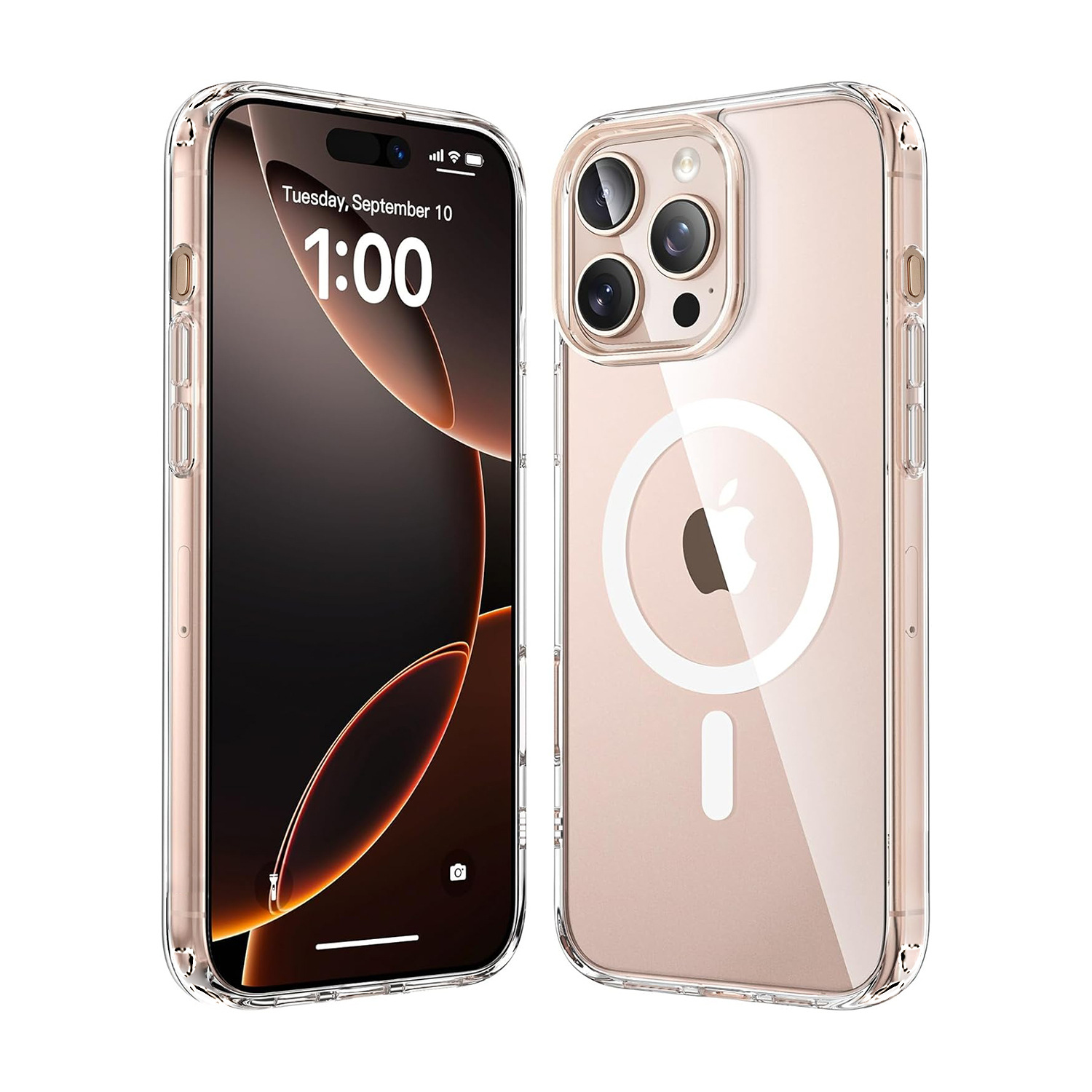 Suitable for iPhone 17 phone case with camera button all inclusive. 17 Promax transparent magnetic phone case does not turn yellow