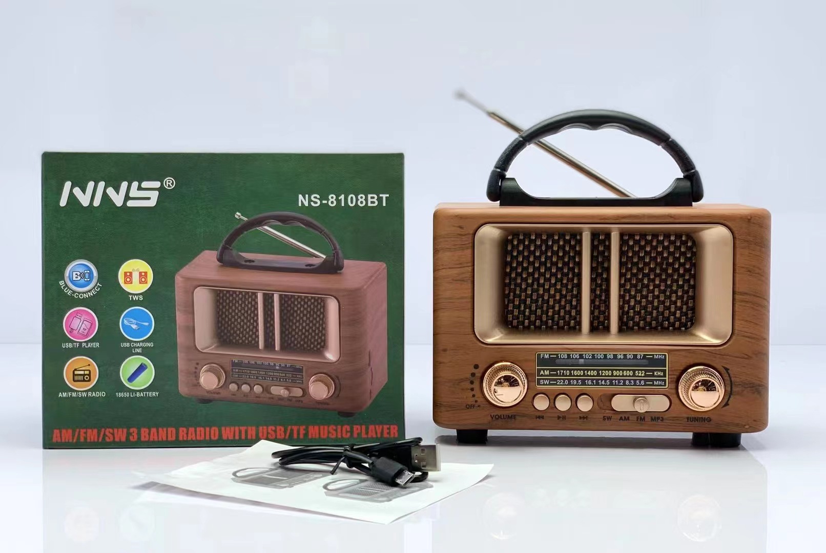 Беспроводная Bluetooth-колонка из дерева NS-8108