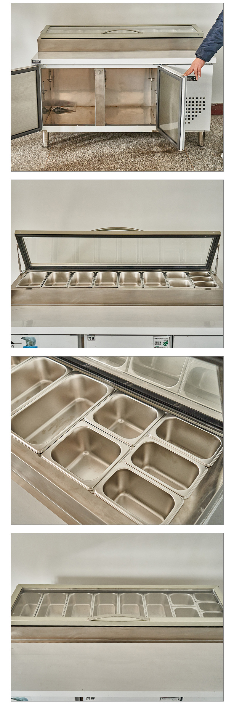 Salad table pizza commercial refrigerated salad table sushi fruit scoop operation table refrigerated workbench freezer display cabinet