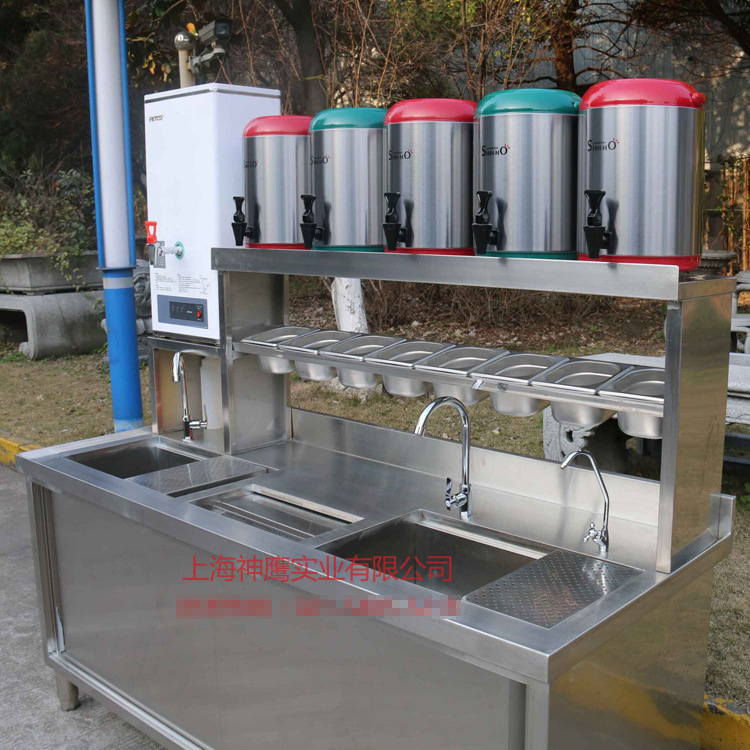 Manufacturer produces commercial stainless steel workbench, milk tea coffee shop specific operation table, water bar counter equipment