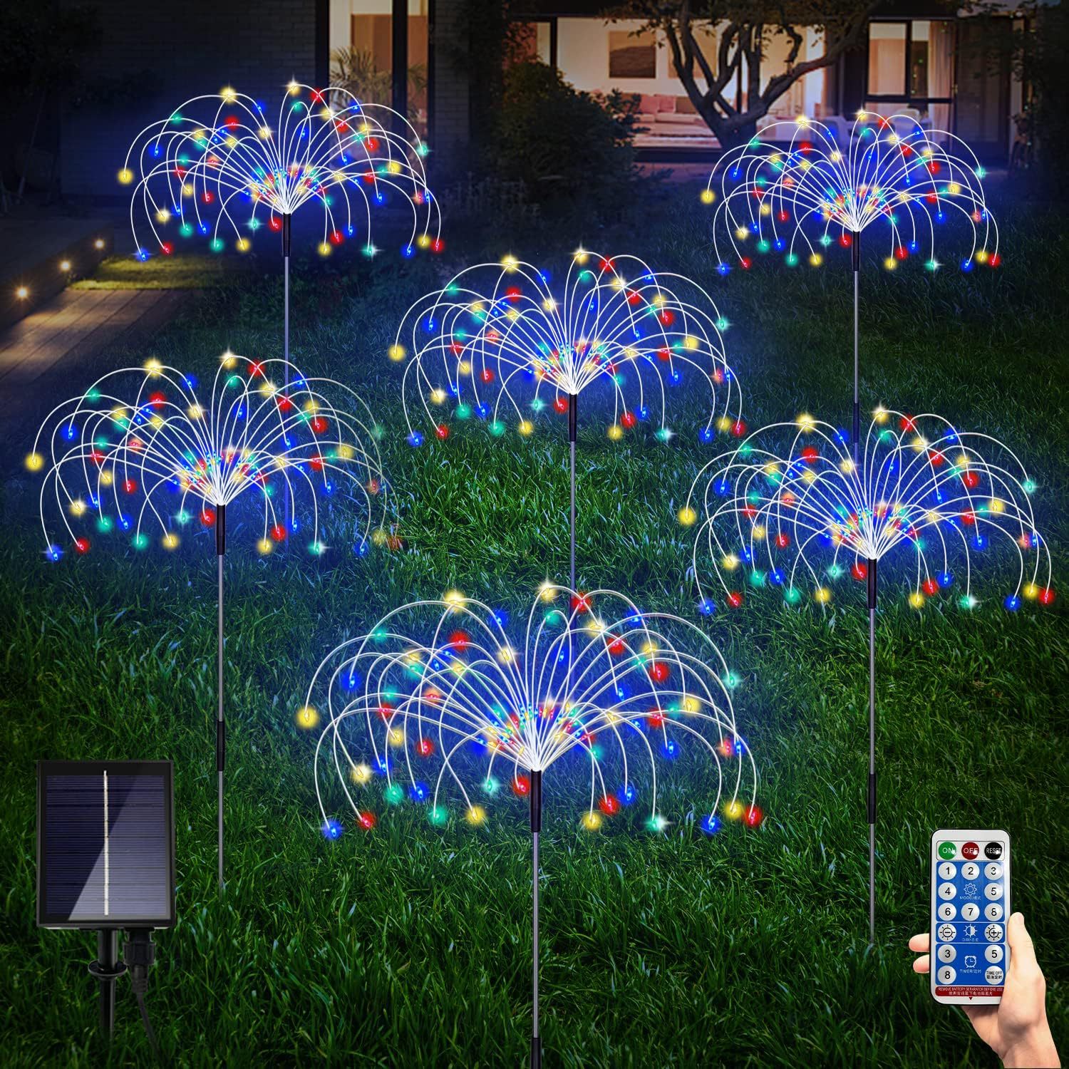 Amazon solar fireworks lights, LED lights, Christmas ground plug, 8 modes, outdoor waterproof garden courtyard decoration