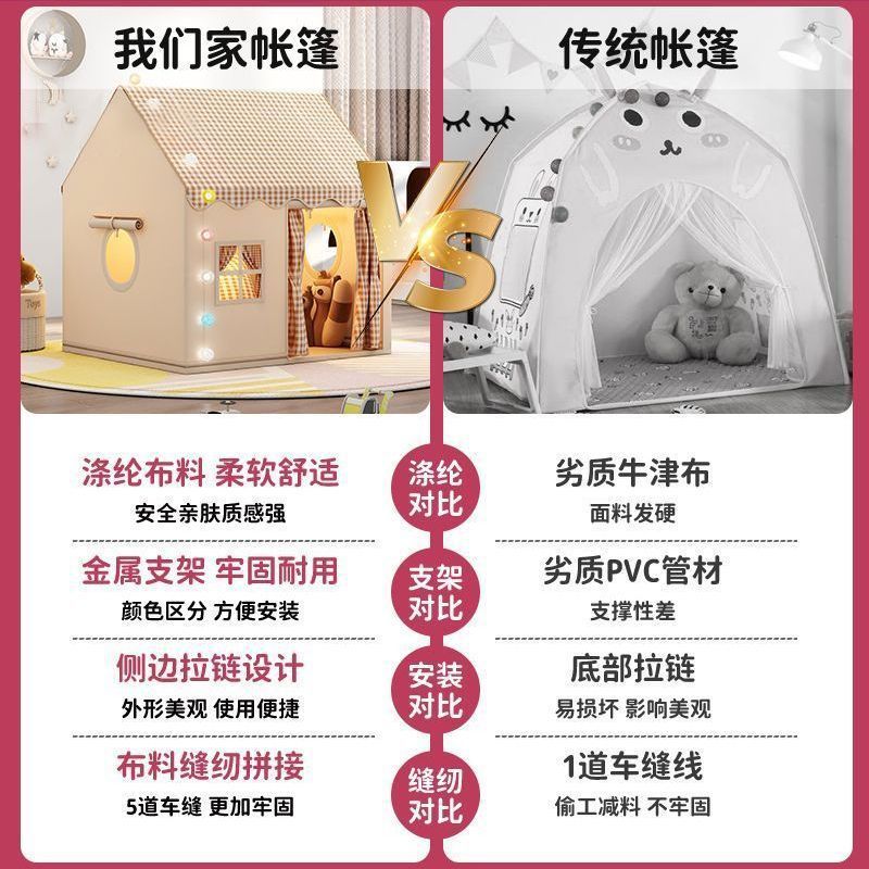 儿童帐篷室内游戏屋小房子城堡公主屋睡觉过家家玩具蚊帐生日