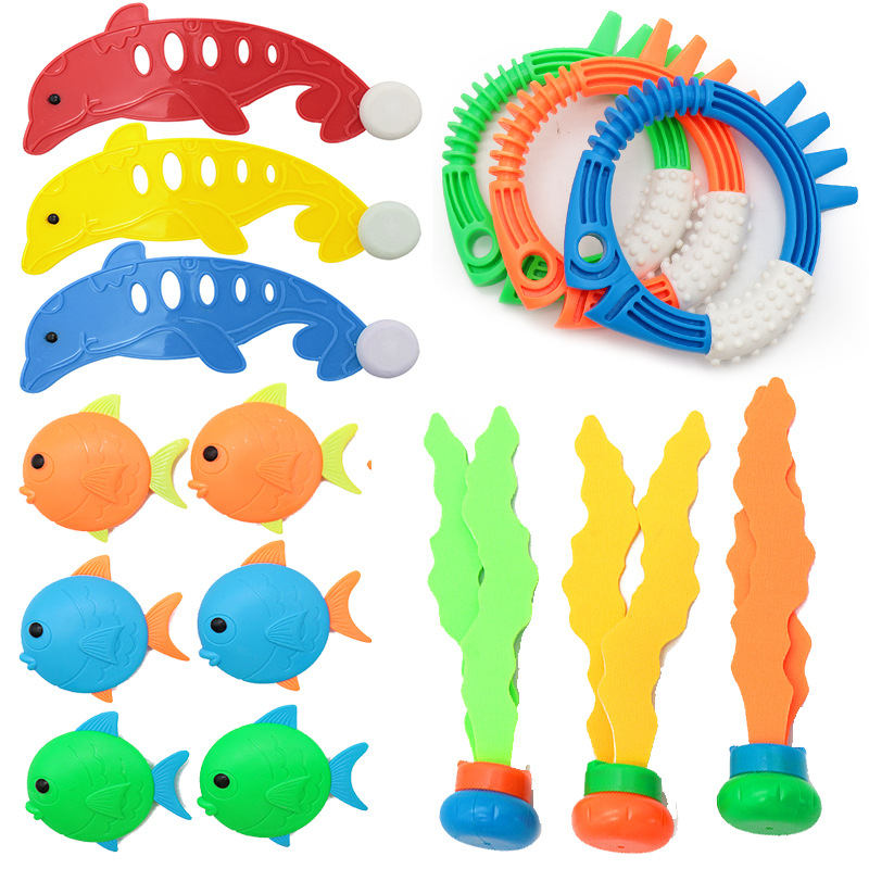 Cross border Amazon diving toys children's swimming pool treasure hunt diving torpedo water ring diamond water play set toys