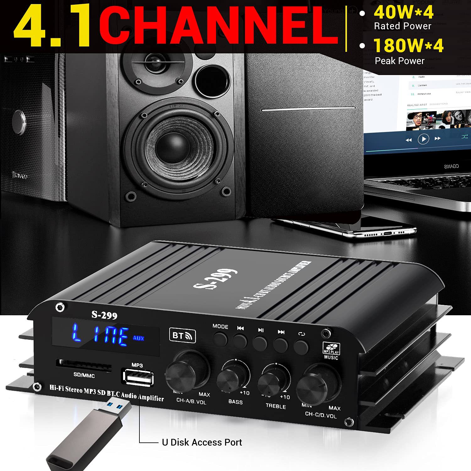 Усилитель аудио S-299 4.1 канал Bluetooth