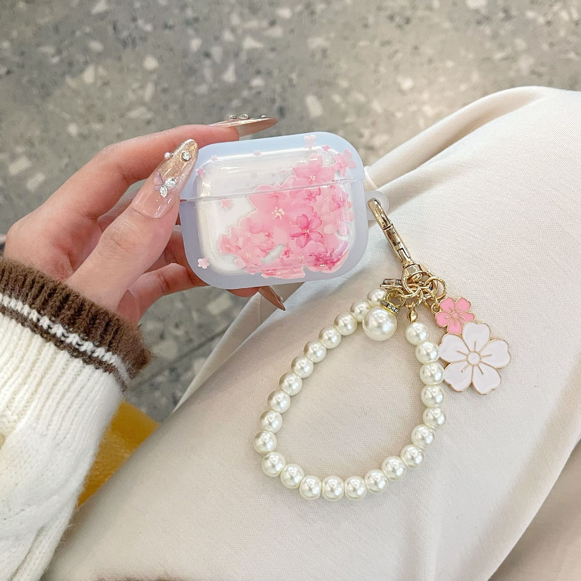 Small Fresh Cherry Blossoms Suitable AirpodsPro Earphone Cover New 4th/3rd Generation Apple Earphone Protective Case Anti Drop