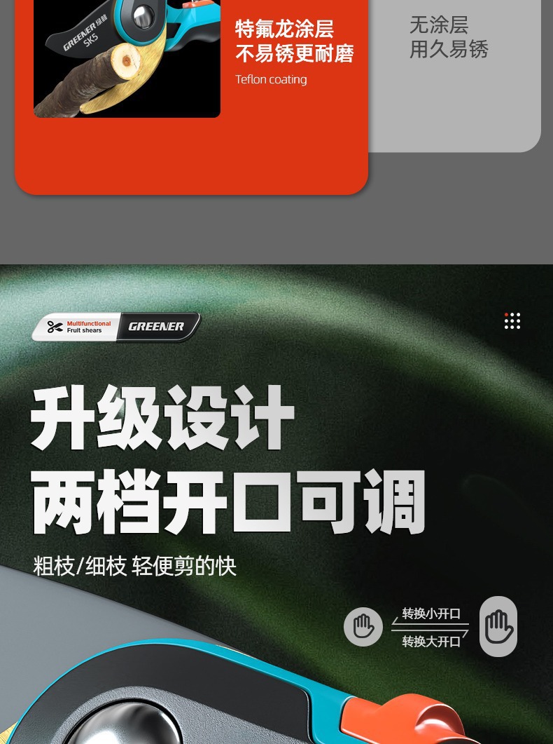 绿林SK5修枝剪贴合手掌久握不累 粗枝省力园艺剪刀园林专用花枝
