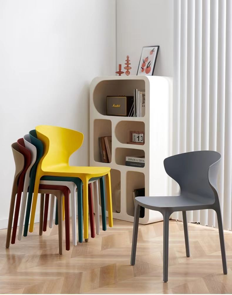 Modern minimalist dining chairs, household chairs, cow horn chairs, plastic chairs, leisure chairs, thickened adult backrest plastic chairs