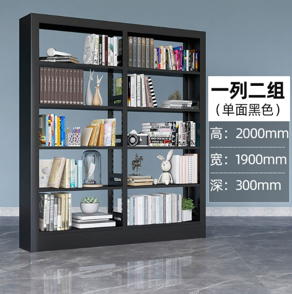 Steel bookshelf, book reading rack, household book storage rack, archive storage rack, double-sided data rack, minimalist design