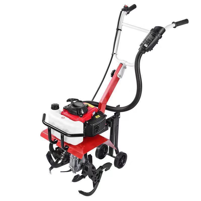 Gasoline micro tiller, agricultural machinery, rotary tiller, plowing, turning soil, loosening soil, digging soil, farming, trenching, small household use