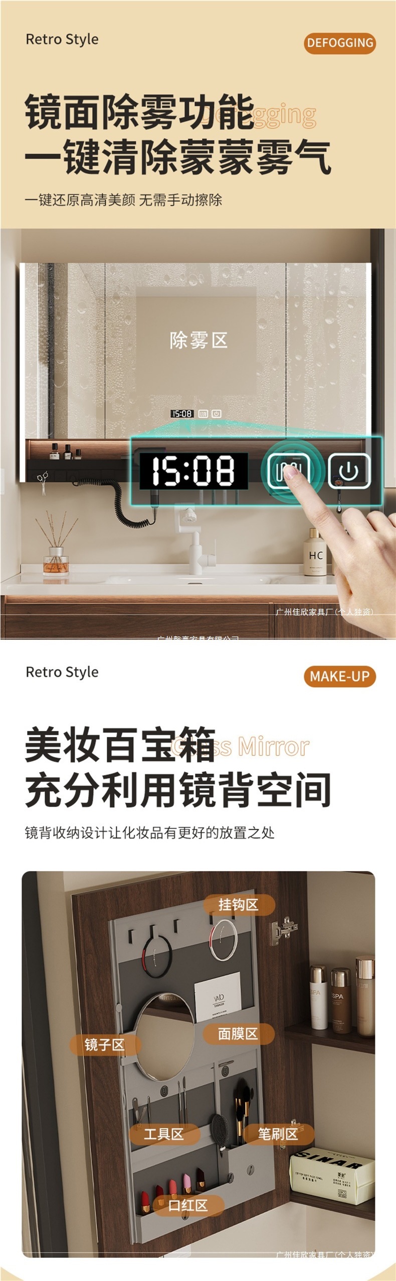 New Chinese style walnut bathroom cabinet combined with ceramic integrated basin, bathroom sink, hand washing basin cabinet, floor standing