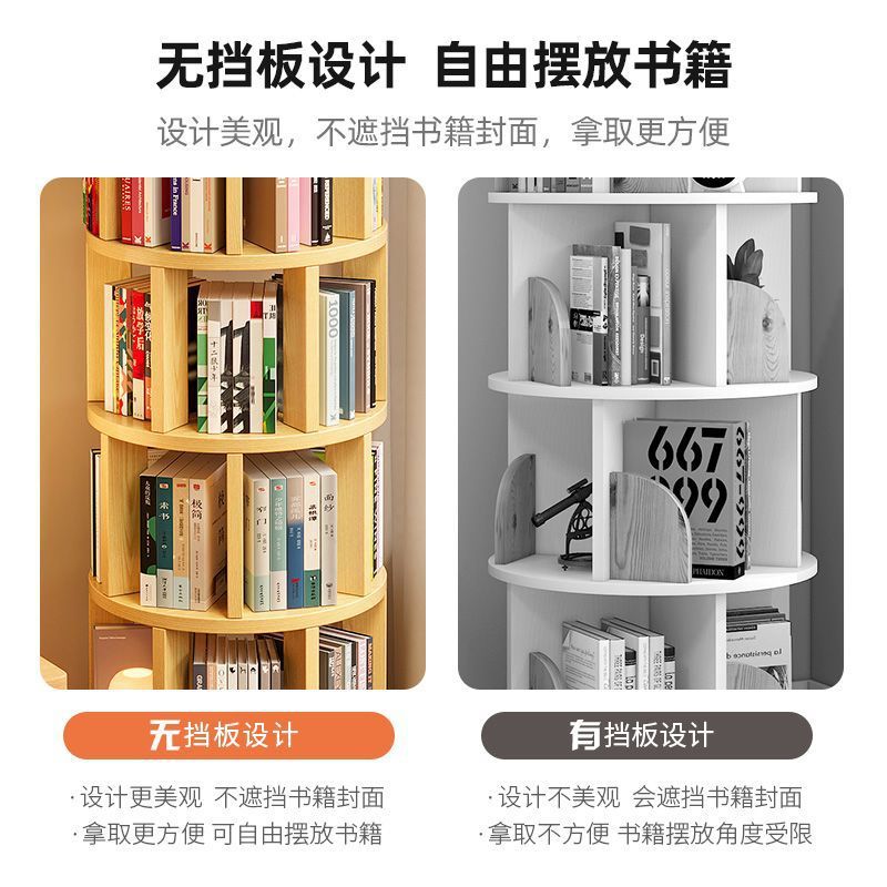 360 degree rotating bookshelf, bookshelf, space saving, children's floor standing picture book rack, simple home use, student easy storage rack