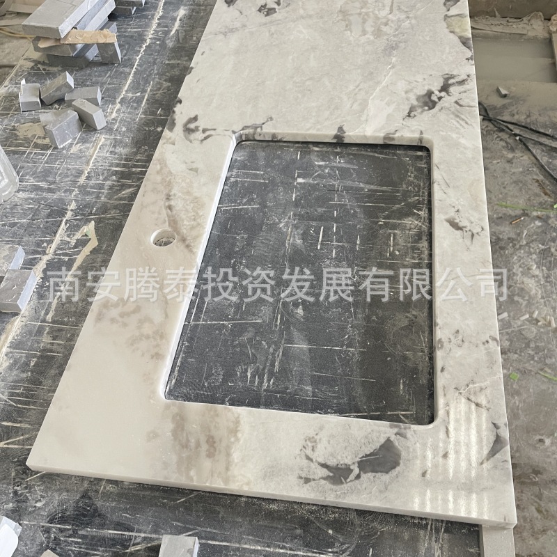 Customized natural Fanti white luxury stone washbasin countertop, marble countertop panel, stone, whole house customization
