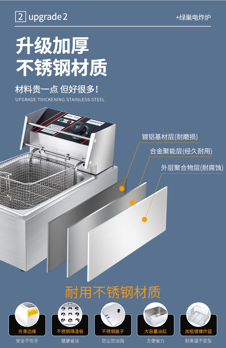油炸锅商用电炸炉燃气薯塔机炸薯条油条油炸机煤气加厚电炸锅家用