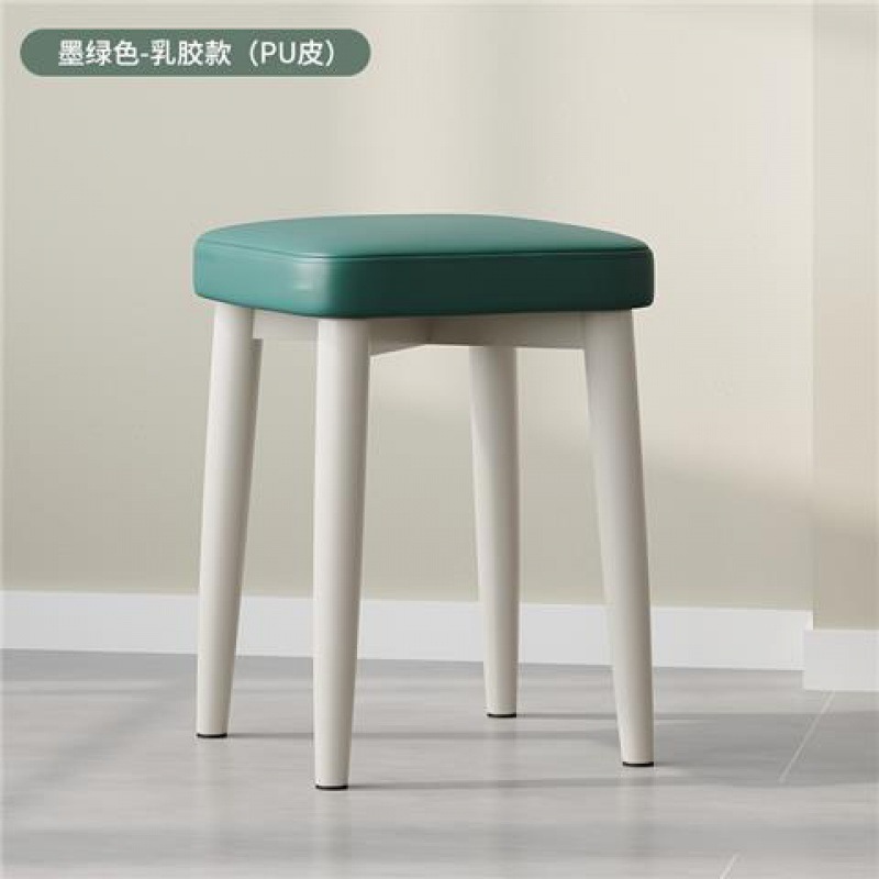 实木凳子家用奶油风餐凳原木可叠放餐椅餐厅软椅子简约卧室化妆凳