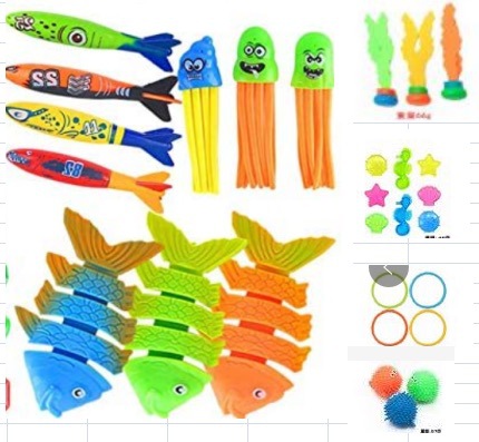 Cross border Amazon diving toys children's swimming pool treasure hunt diving torpedo water ring diamond water play set toys