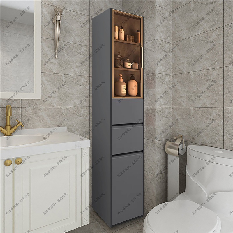 Solid wood waterproof bathroom, washbasin, storage cabinet, crevice side cabinet, narrow cabinet, storage cabinet, standing cabinet