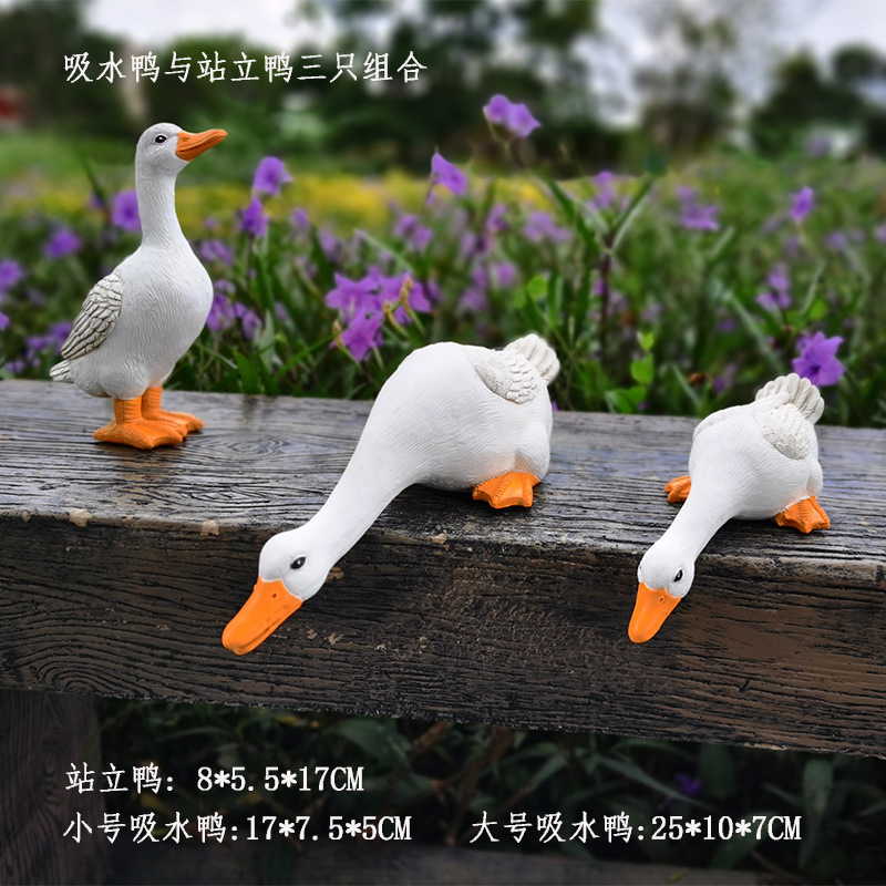 Courtyard rockery, water pool, duck resin ornaments, outdoor garden landscaping, micro landscape, fish pool, water scenery, animal decorations