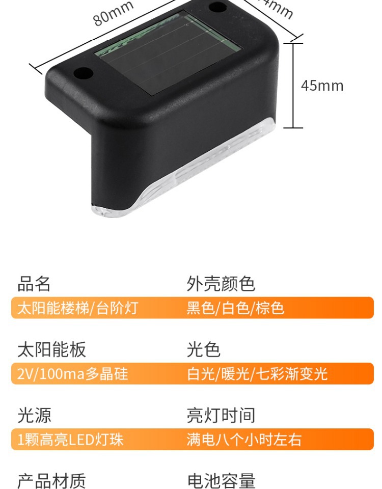 Solar outdoor lights, courtyard lights, garden walls, railings, decorative layout, waterproof home stairs, foot step lights