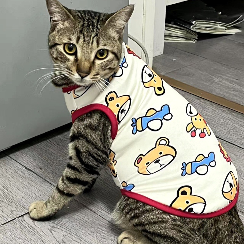 Кошачья одежда против HAIR KITTEN CAT Одежда летняя одежда смешная рисунка котенок кот кот