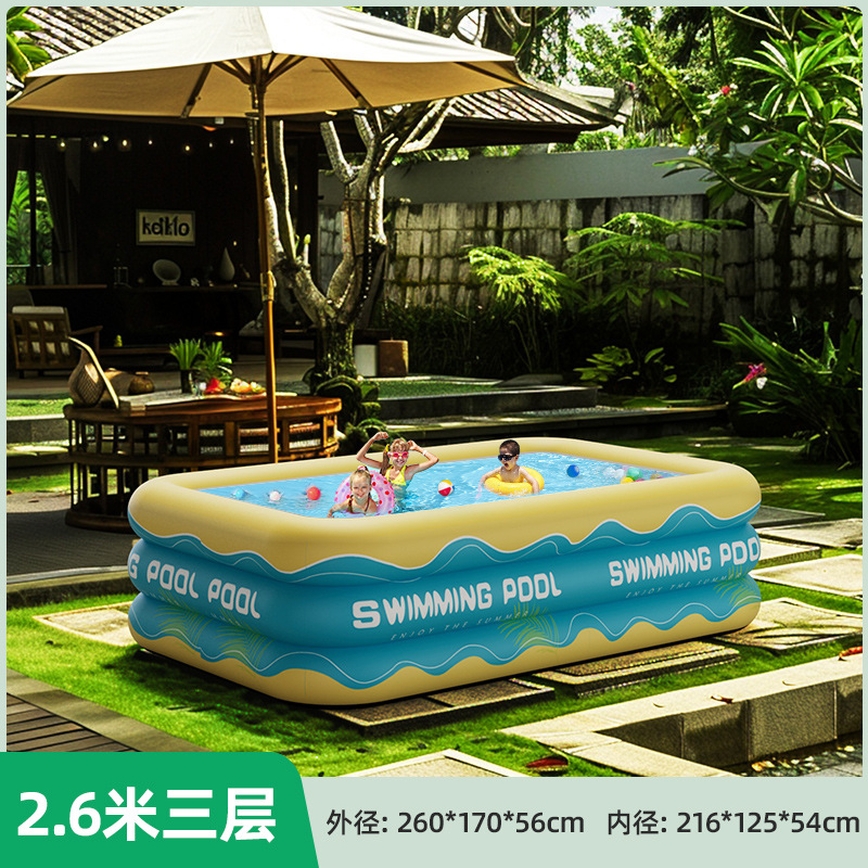 Overseas inflatable swimming pool for home, outdoor, baby, children, family, adult, thick square play pool