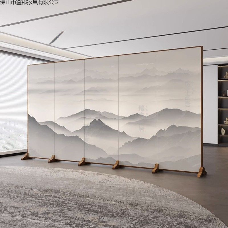 Simple modern Chinese style screen partition, living room covering, entrance office, hotel foldable folding electric fan