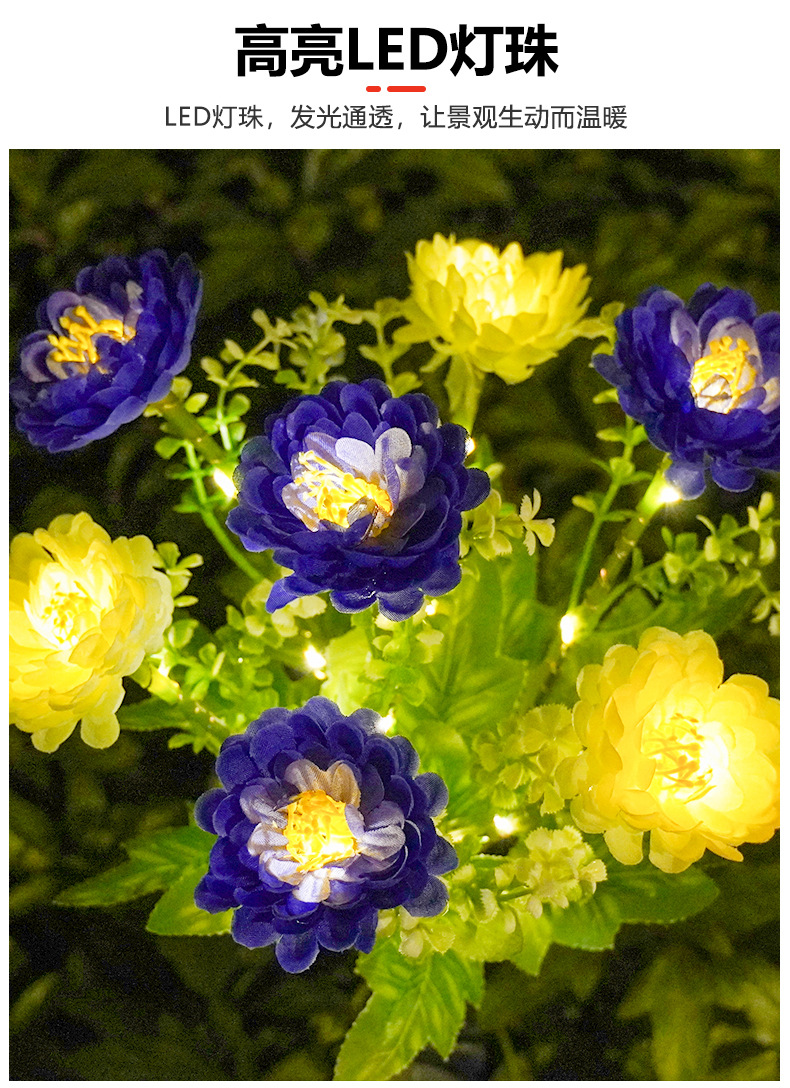 Solar Snow Lotus Lantern Outdoor Courtyard Garden Decoration Lawn Plug in LED Simulated Night Landscape Light