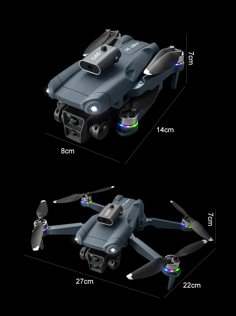 Cross border V5 unmanned aerial vehicle dual camera aerial photography with screen remote control aerial photography aircraft folding remote control aircraft