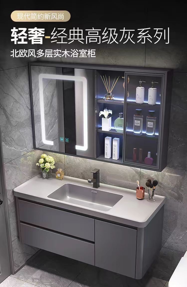 Light luxury washbasin, rock integrated basin, bathroom cabinet, ceramic integrated basin, minimalist washbasin cabinet, combination bathroom cabinet