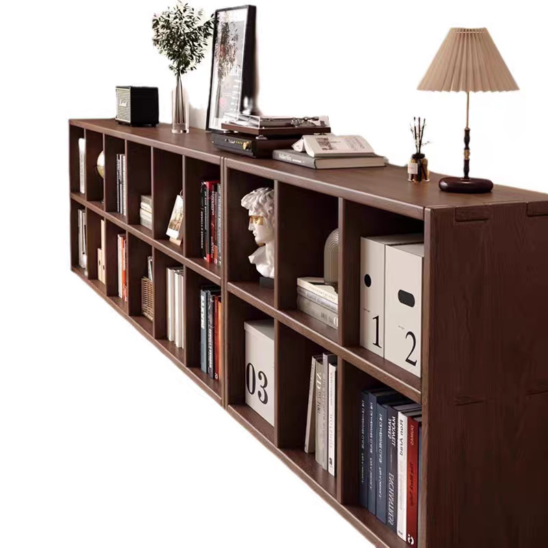 Solid wood bookshelf, floor to ceiling, household bedroom, bedside table, bookshelf, integrated sandwich, bedside storage cabinet, living room cabinet