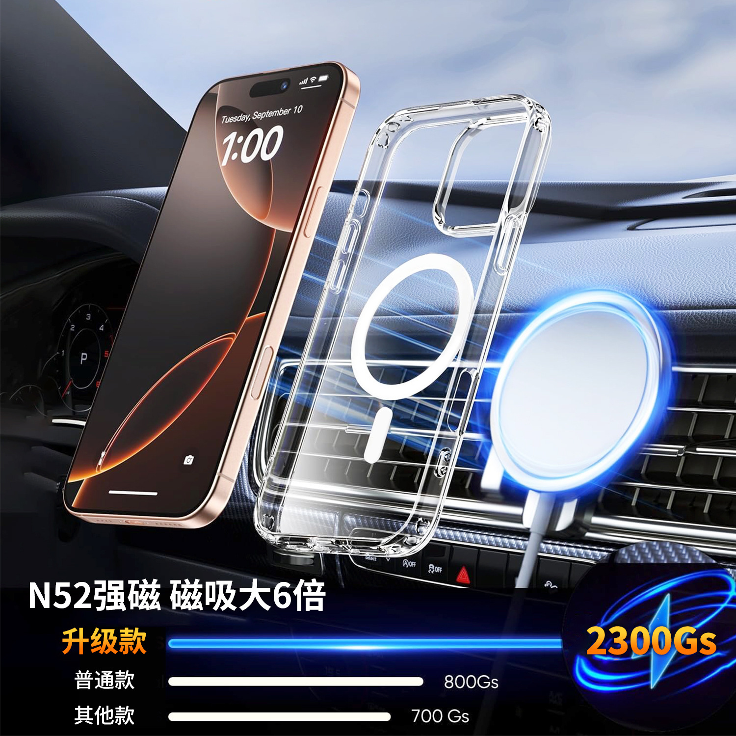 Suitable for iPhone 17 phone case with camera button all inclusive. 17 Promax transparent magnetic phone case does not turn yellow
