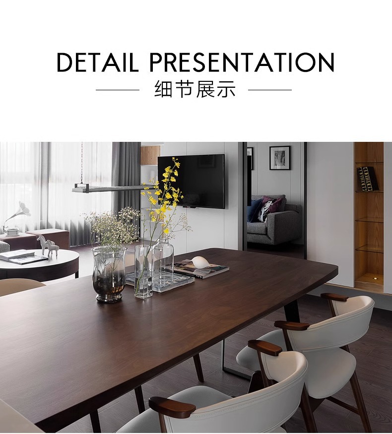 Nordic solid wood dining table for home use, medieval small unit, minimalist wooden dining table, rectangular minimalist restaurant dining table