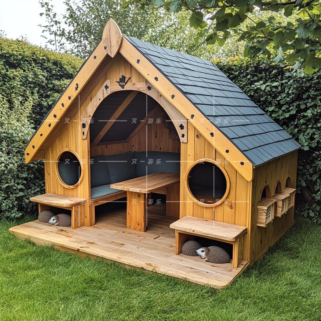 Outdoor anti-corrosion wooden cabin, treehouse, children's farm, kindergarten, wooden house, climbing and amusement facilities, puzzle solving